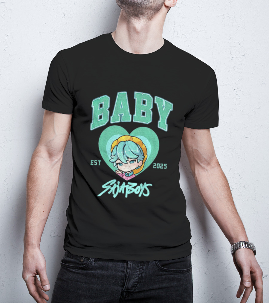 Baby Saja Boys Kpop Demon Hunters Est 2025 Anime Character Heart T-Shirt