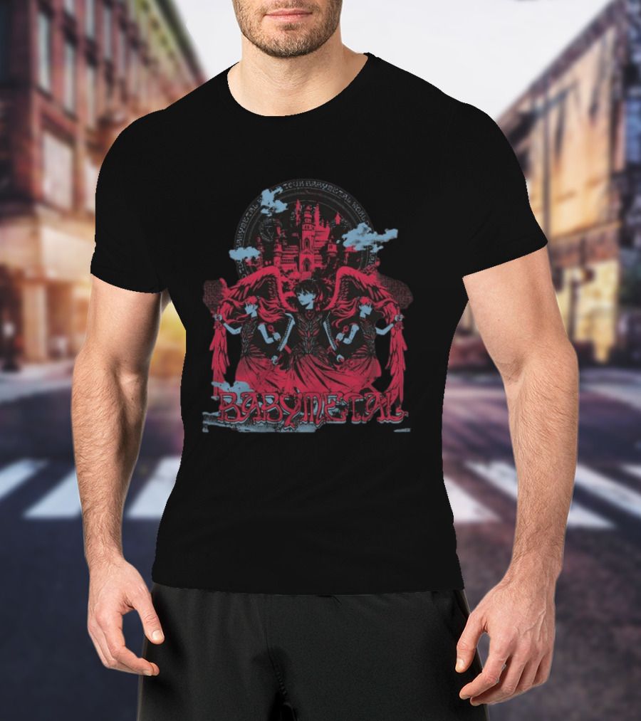 Babymetal Kingslayer Team Babymetal Corps Red Gothic Angels And Castle T-Shirt