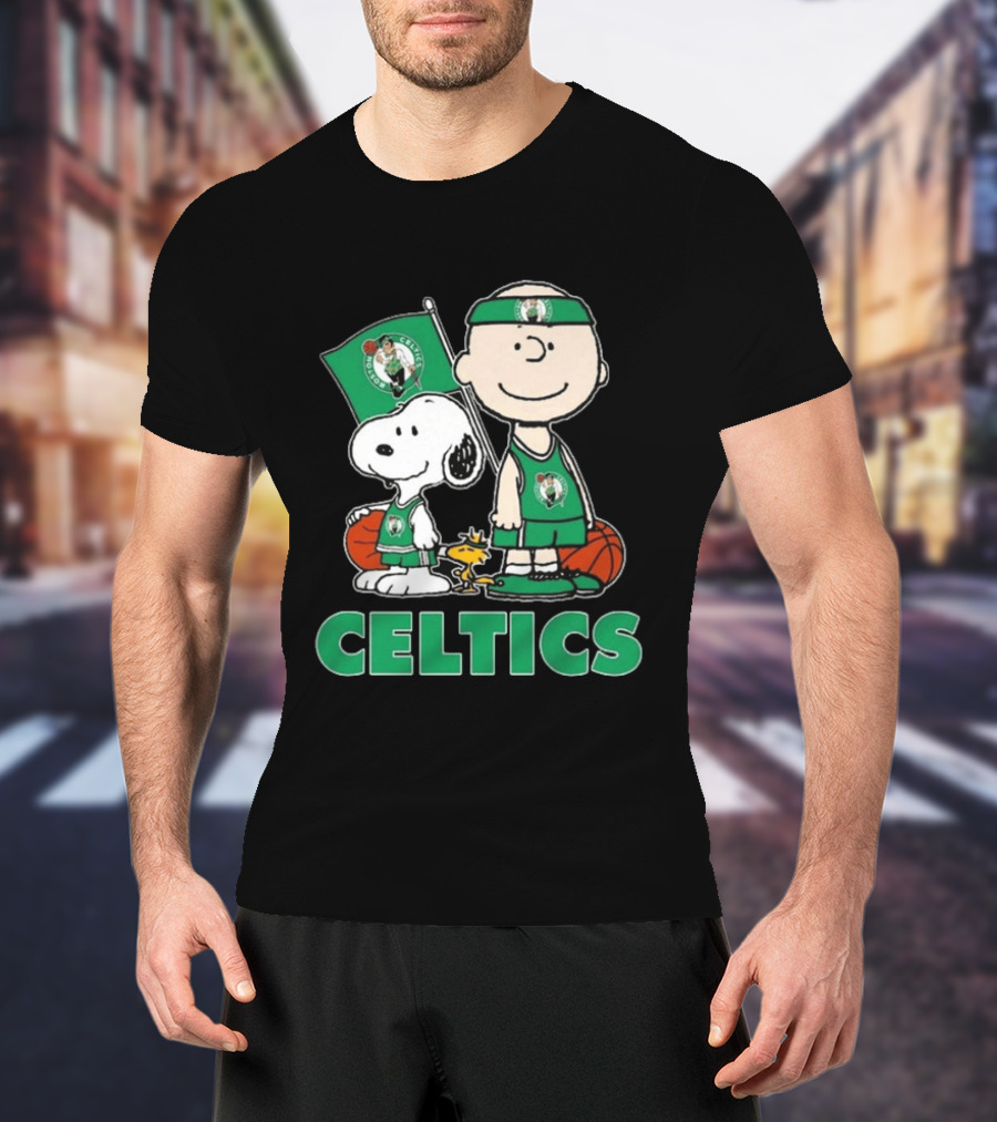 Boston Celtics Snoopy Charlie Brown Peanuts Friends Basketball 2024 T-Shirt