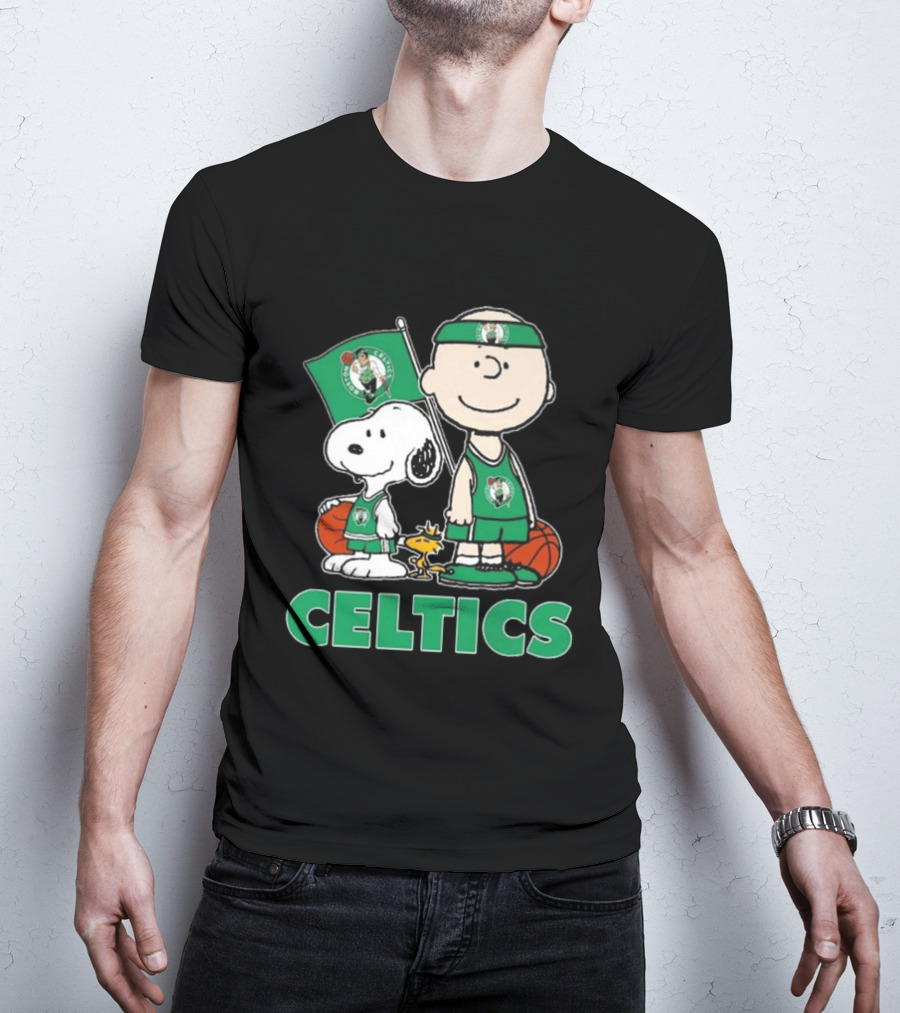 Boston Celtics Snoopy Charlie Brown Peanuts Friends Basketball 2024 T-Shirt
