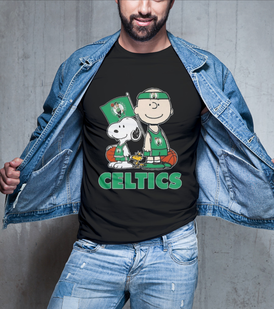 Boston Celtics Snoopy Charlie Brown Peanuts Friends Basketball 2024 T-Shirt