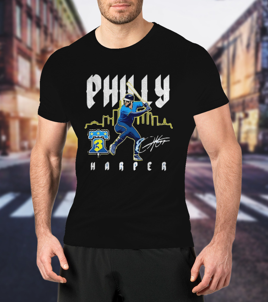 Philly Harper Bryce Philadelphia Phillies City Connect Player MLB Skyline T-Shirt