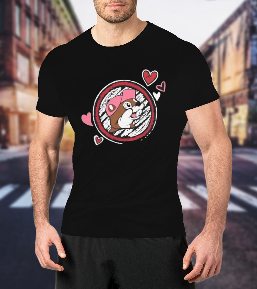 Buc Ee's Valentine's Beaver With Hearts And Cap T-Shirt
