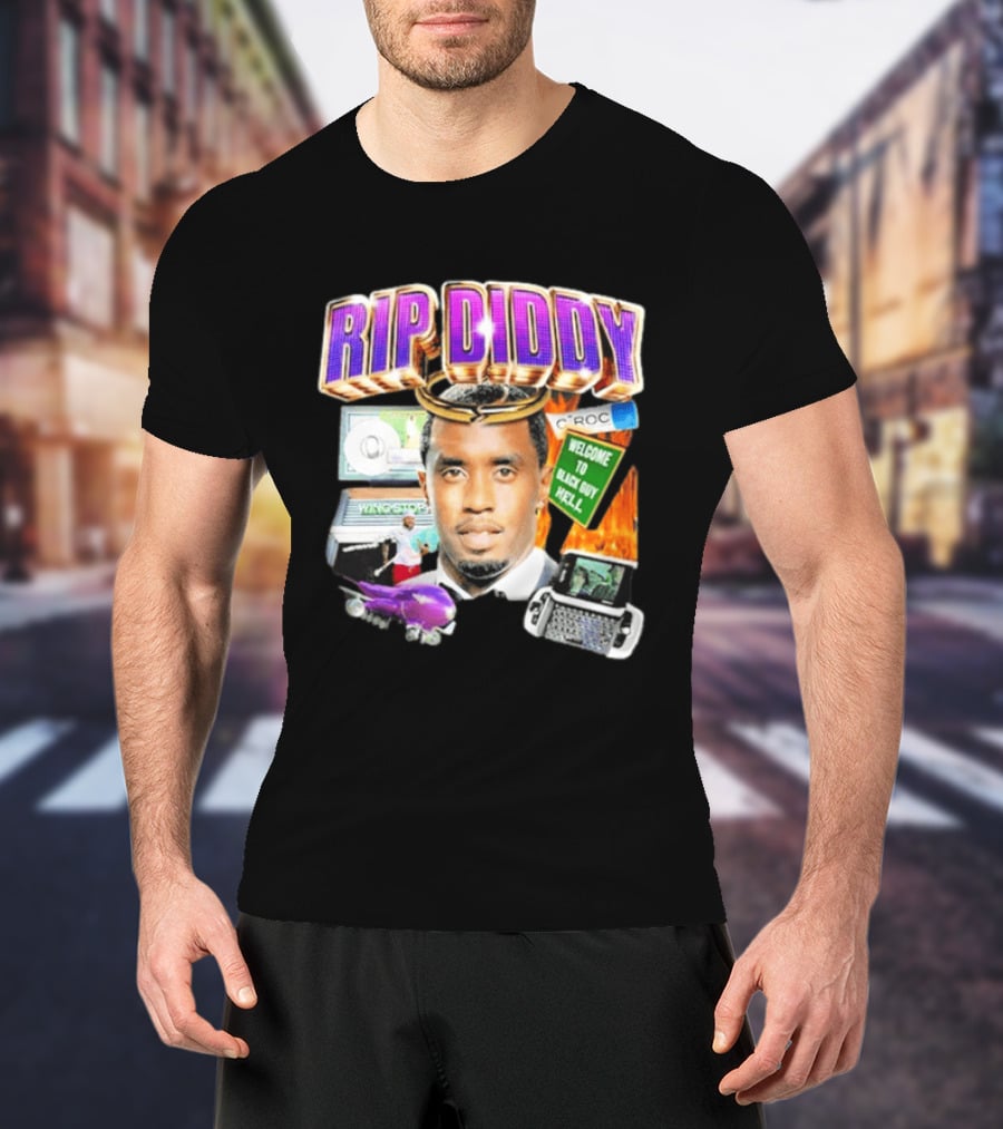 Sam Hyde Rip Diddy Welcome To Black Guy Hell Ciroc Wings 09 Typewriter T-Shirt
