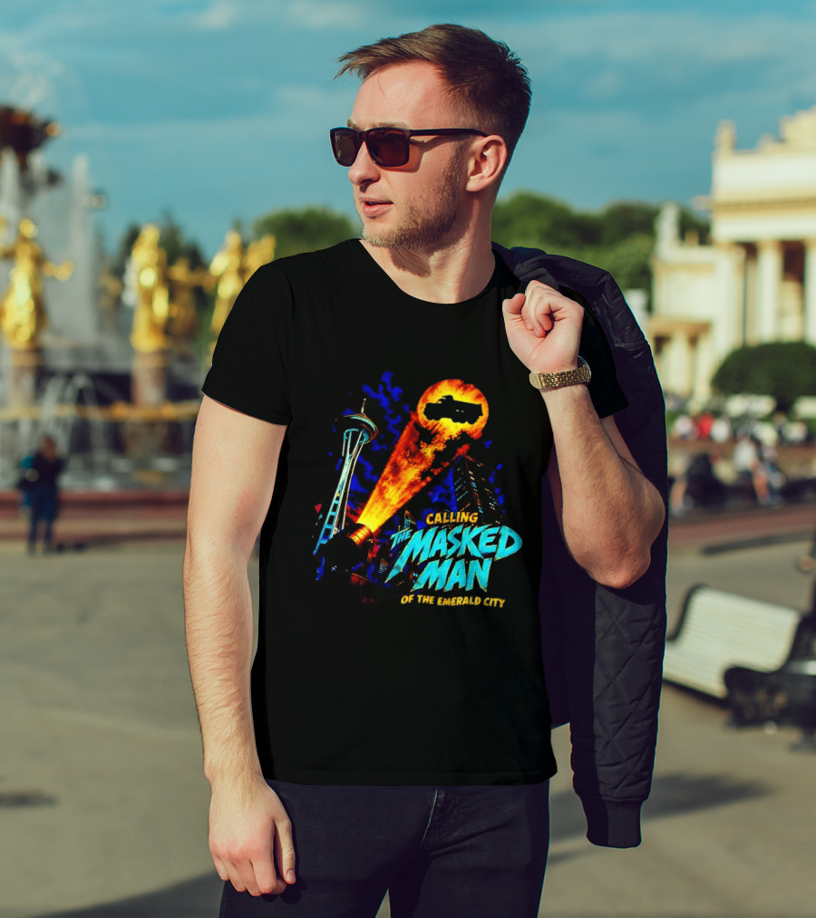 Calling The Masked Man Emerald City Space Needle T-Shirt