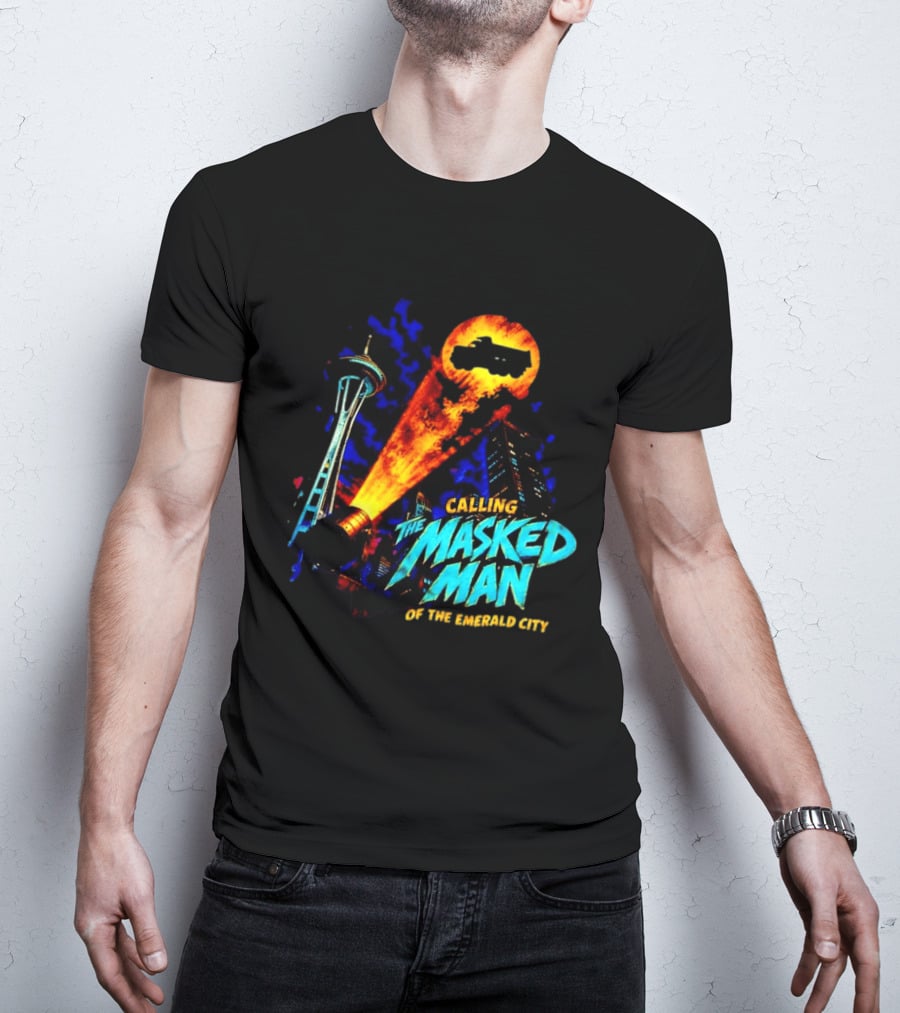 Calling The Masked Man Emerald City Space Needle T-Shirt