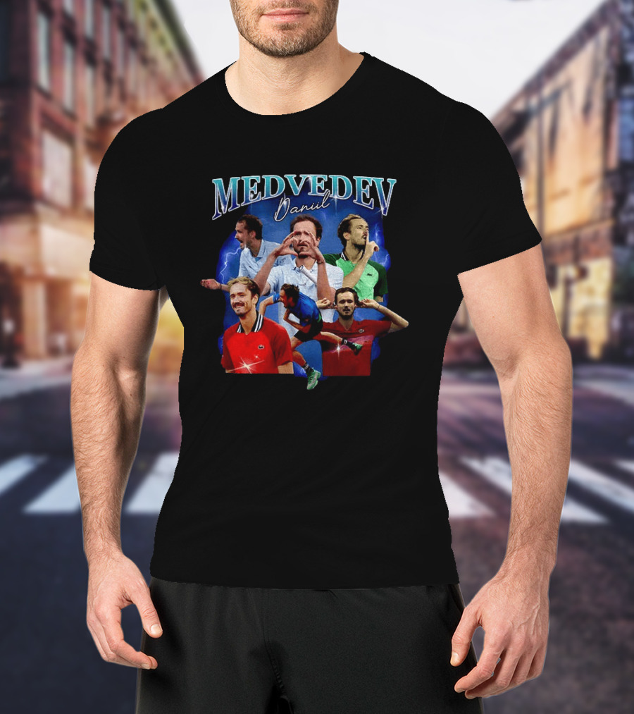 Medvedev Daniil Tennis Champion Dynamic Action Montage T-Shirt