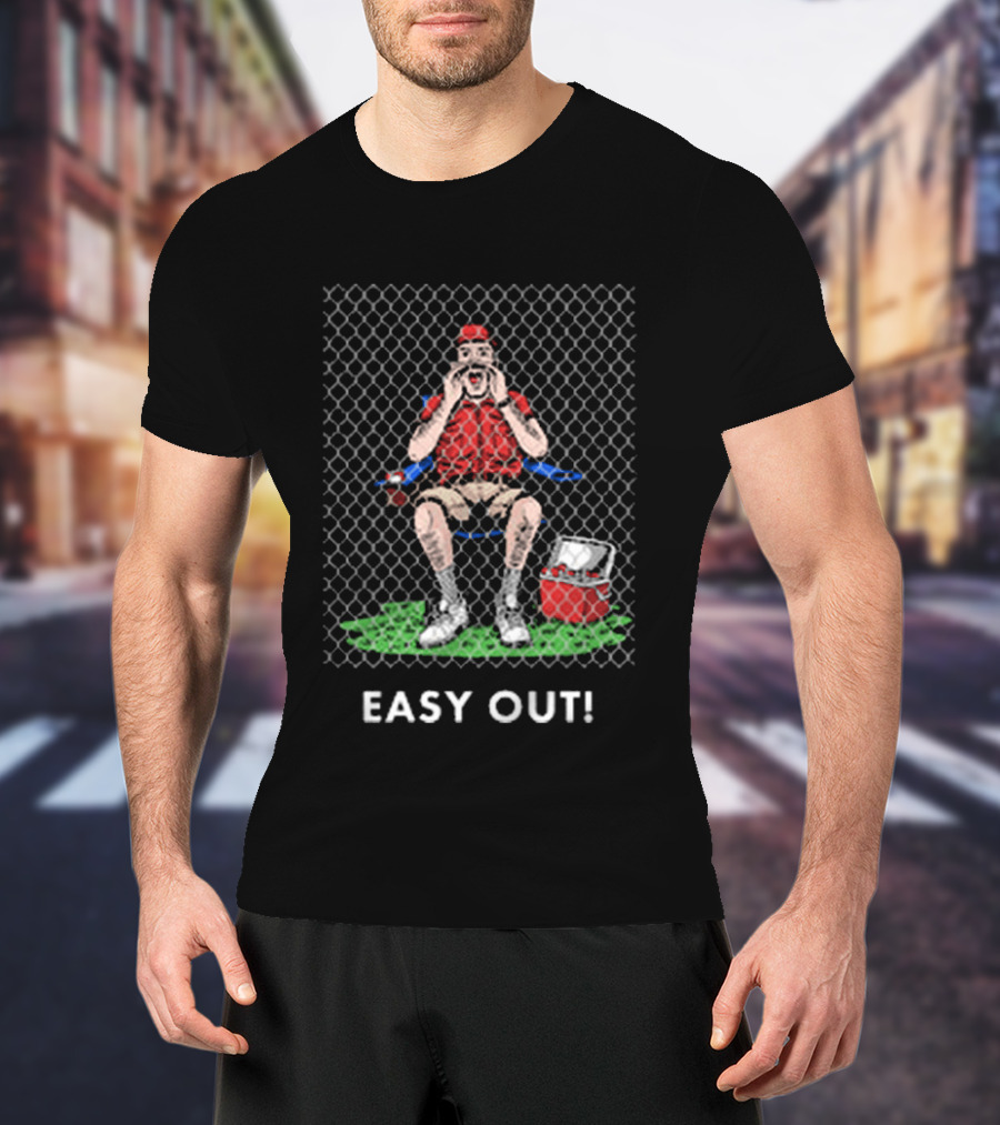 Easy Out Umpire Sitting Behind Chain Link Fence T-Shirt