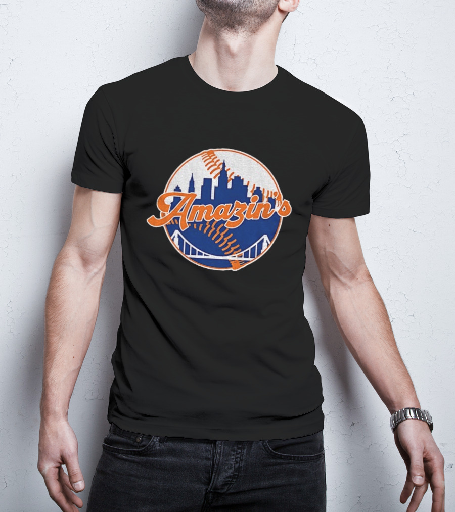 New York Mets Amazin's Skyline Baseball Bridge T-Shirt