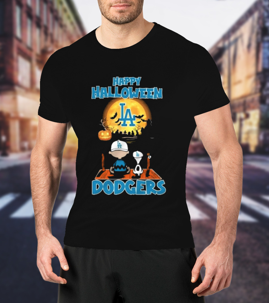 Happy Halloween Los Angeles Dodgers Peanuts Snoopy Charlie Brown T-Shirt