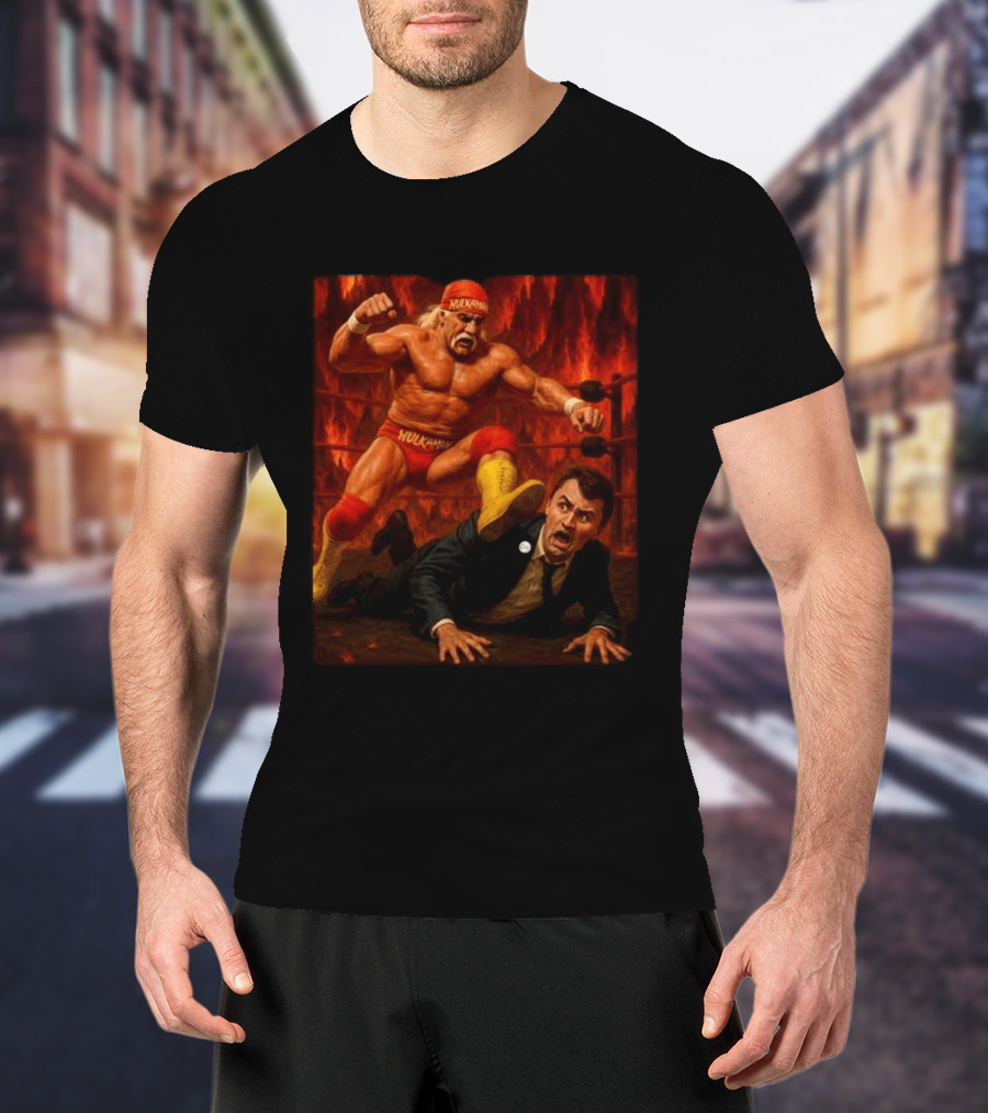 Hulk Hogan Hulkamania Vs Charlie Kirk Wrestling Meme Image T-Shirt