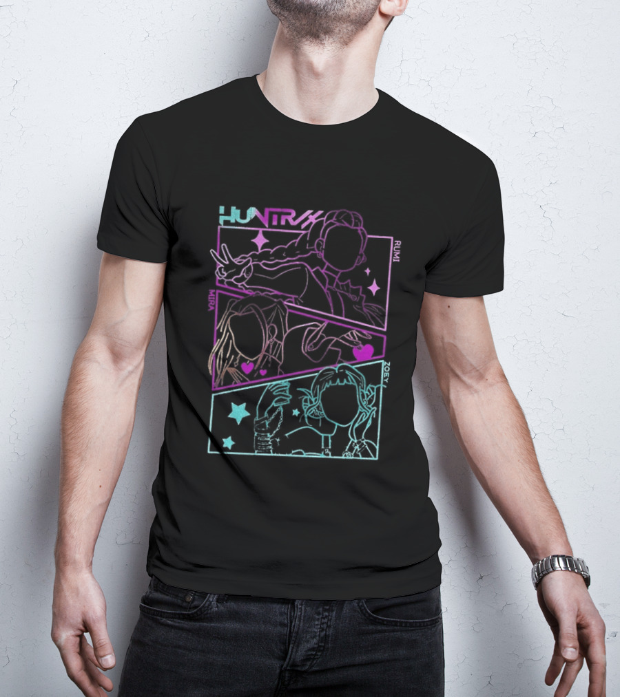 Huntrix Girls Kpop Demon Hunters Neon Manga T-Shirt
