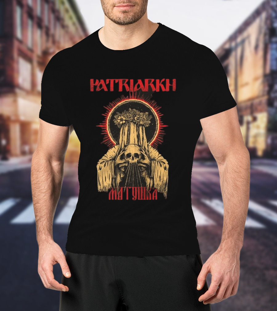 Patriarkh Matushka Skeleton Halo Floral Hooded Figure T-Shirt