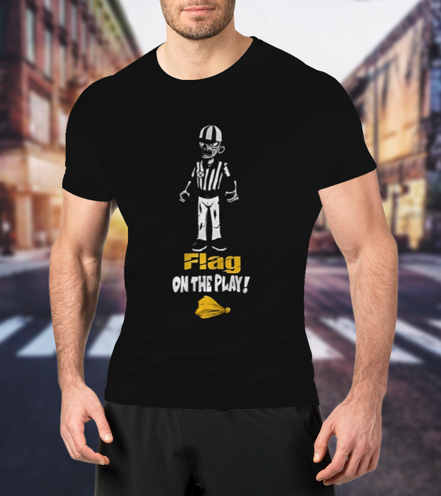 Zombie Referee Flag On The Play Halloween Humor T-Shirt