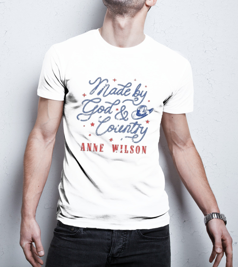Anne Wilson Made By God And Country Red And Blue Stars T-Shirt