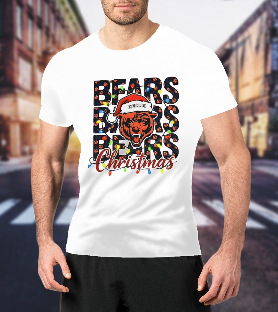 Bears Christmas Bear Santa Claus Chicago Bears Football T-Shirt