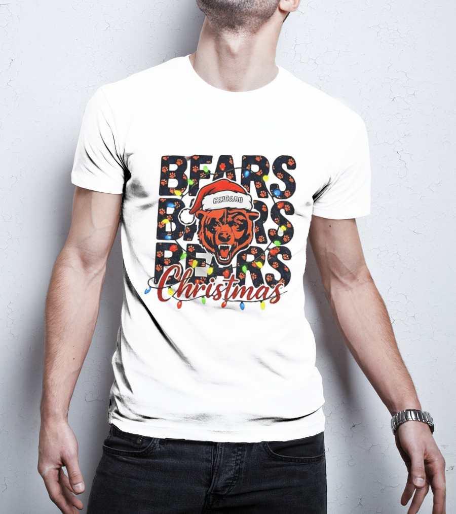Bears Christmas Bear Santa Claus Chicago Bears Football T-Shirt