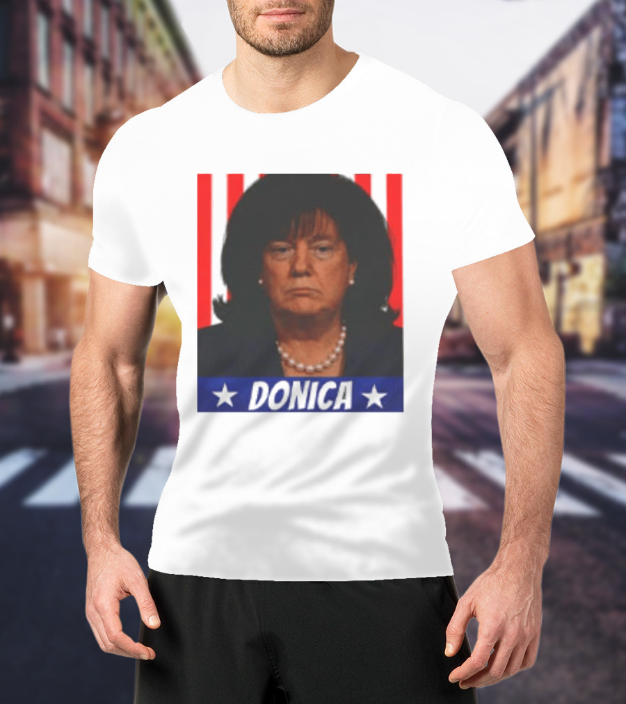 Donica Lewinsky 2025 Campaign Style Stars Red Stripes T-Shirt