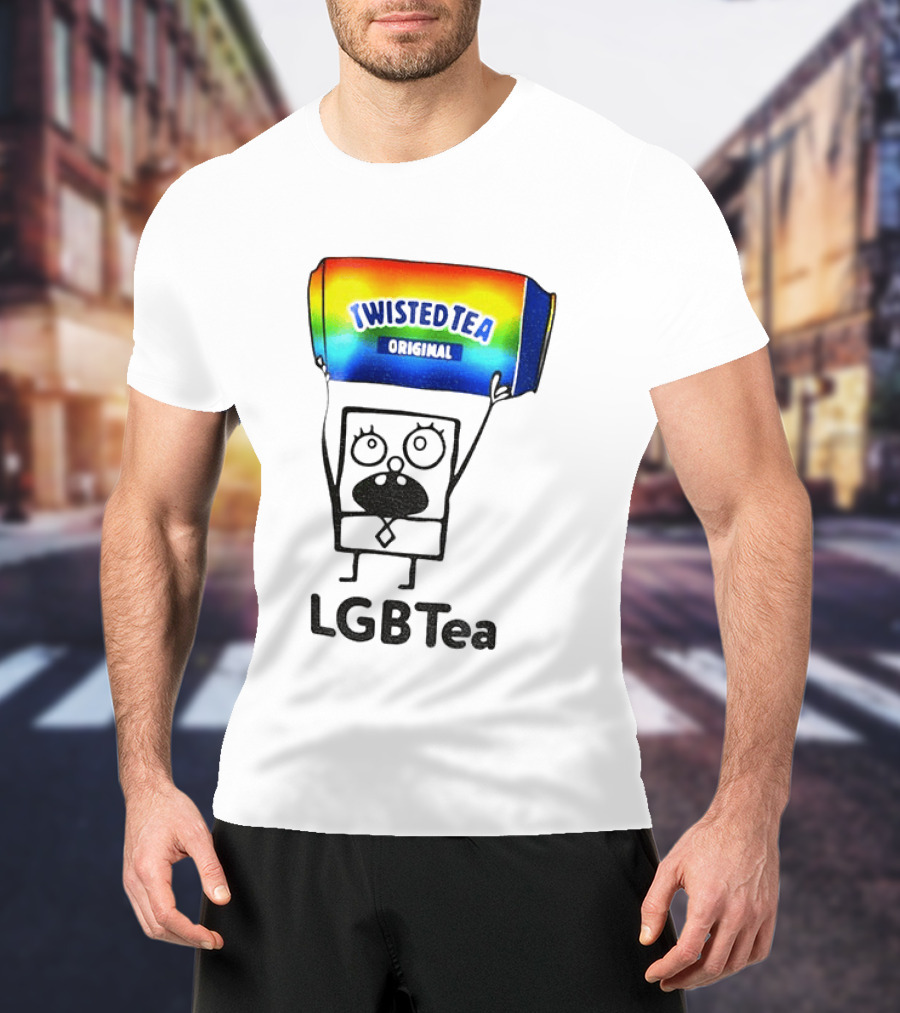 Doodlebob Holding Rainbow Twisted Tea Original LGBTea Pride LGBTQ+ T-Shirt