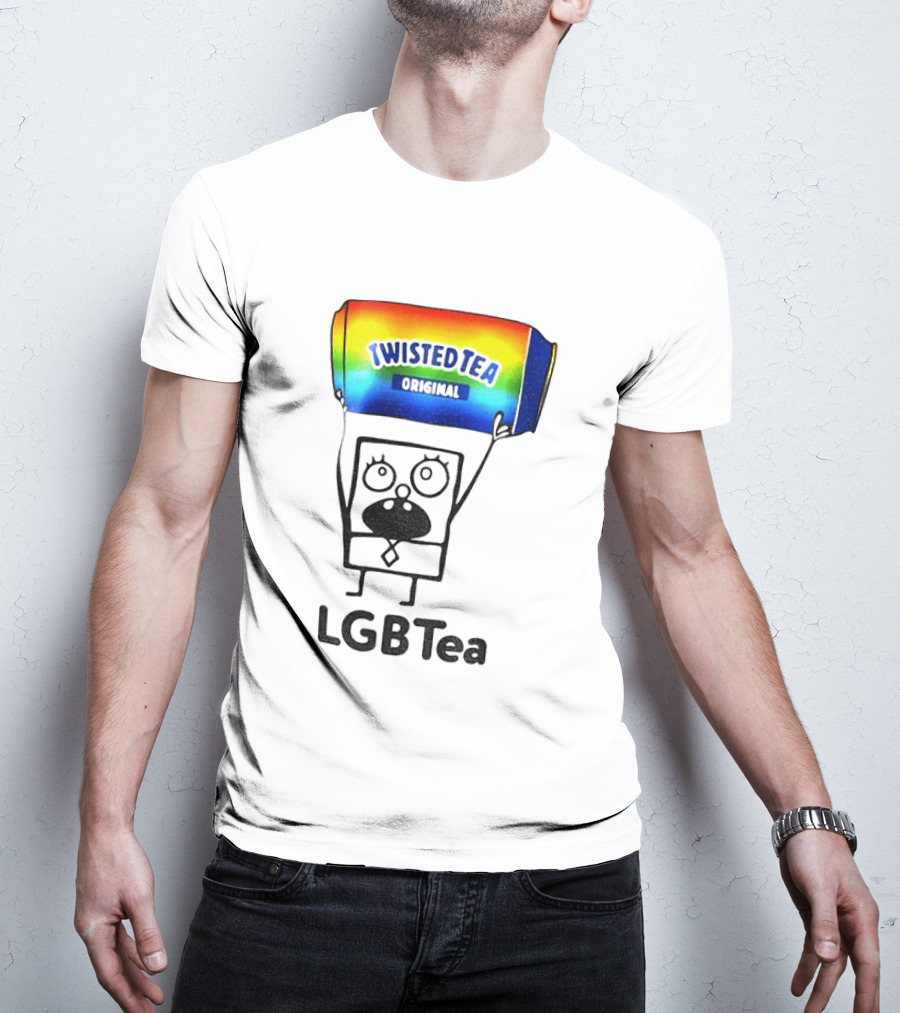 Doodlebob Holding Rainbow Twisted Tea Original LGBTea Pride LGBTQ+ T-Shirt