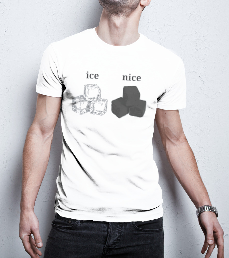 Ice Vs Nice Cubes Playful Word T-Shirt