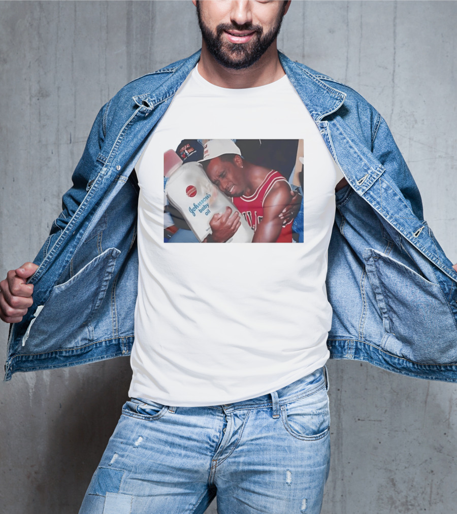 P.Diddy Crying Meme Johnson's Baby Oil Bulls Jersey T-Shirt