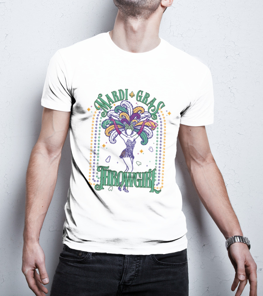 Mardi Gras Throw Girl Feather Dance Costume Celebration T-Shirt