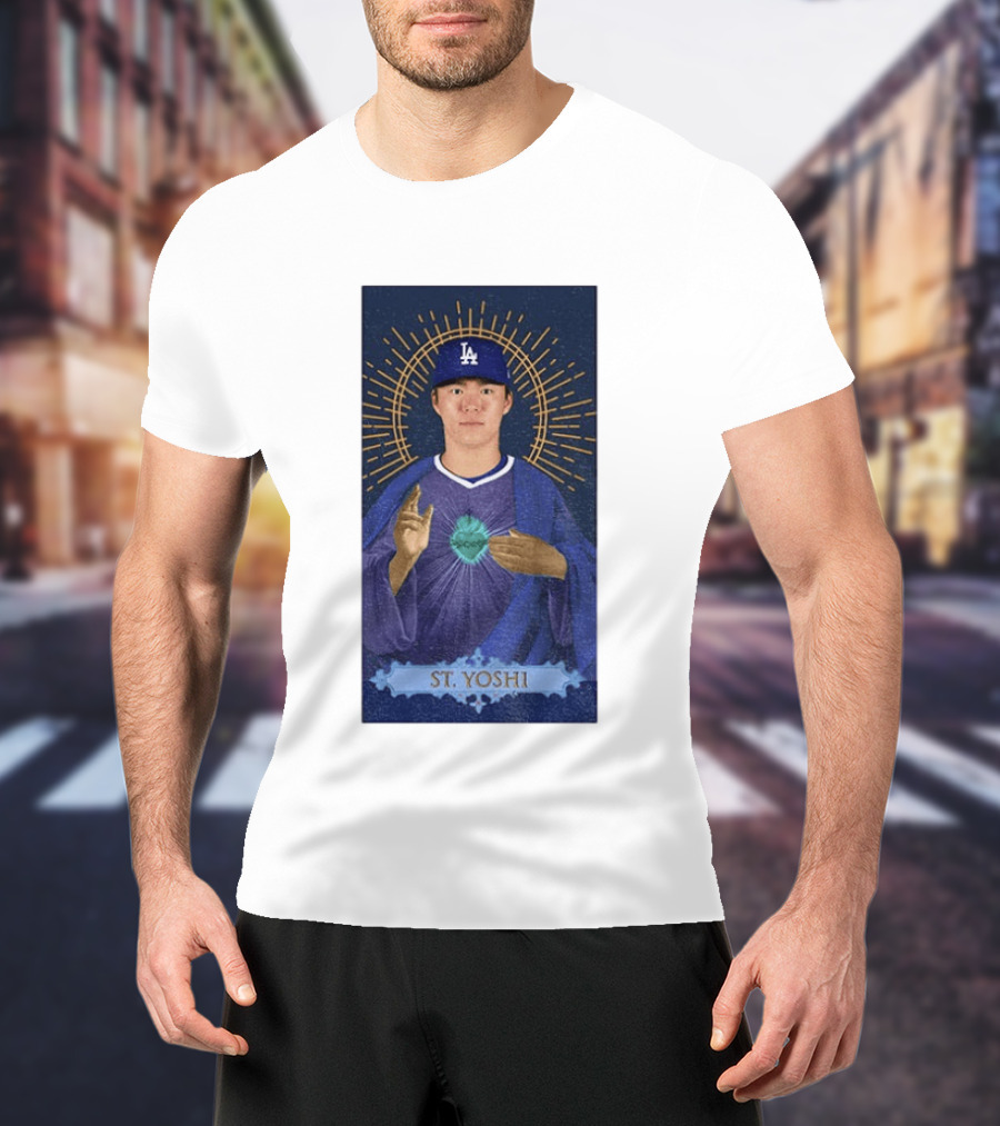 Yoshinobu Yamamoto Dodgers St. Yoshi Halo Icon MLB T-Shirt