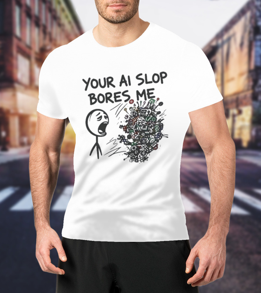 Your AI Slop Bores Me Stick Figure Expression With Colorful Scribbles T-Shirt