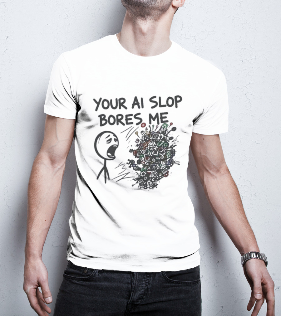 Your AI Slop Bores Me Stick Figure Expression With Colorful Scribbles T-Shirt