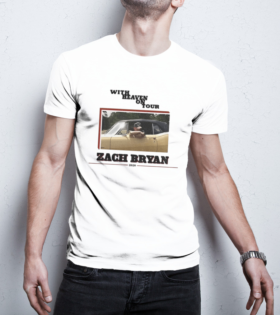 Zach Bryan With Heaven On Tour 2026 Yellow Convertible Country Music T-Shirt