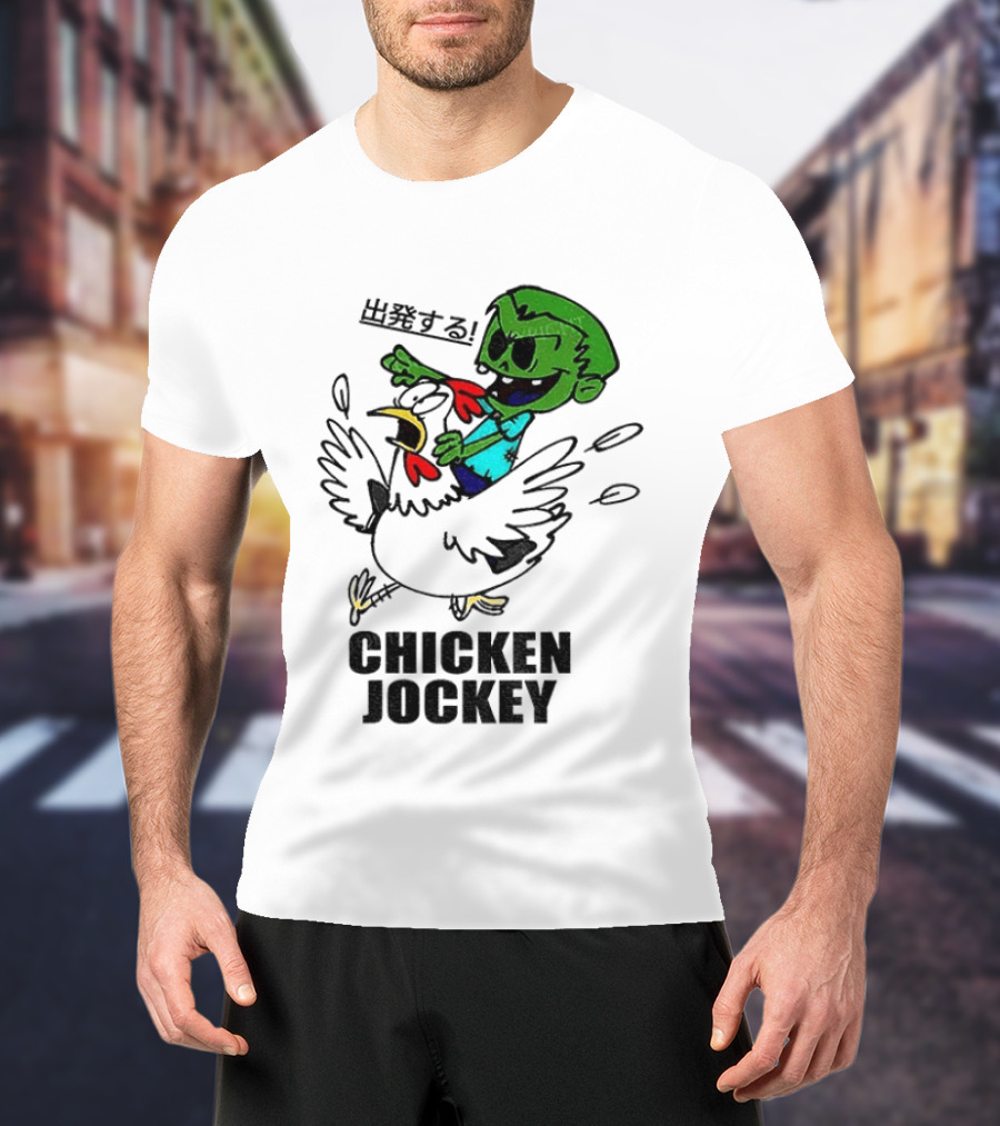 Zombie Chicken Jockey Exclamation Anime T-Shirt
