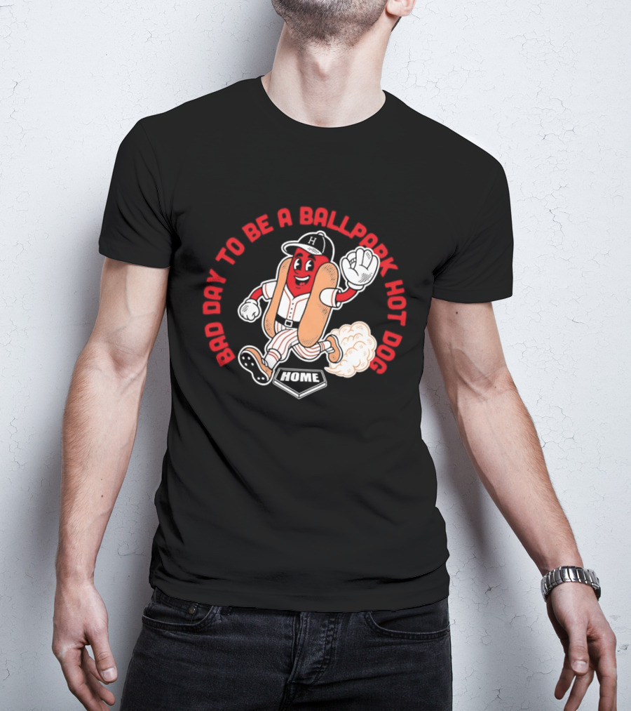 Bad Day To Be A Ballpark Hot Dog Cleveland Baseball Cartoon T-Shirt