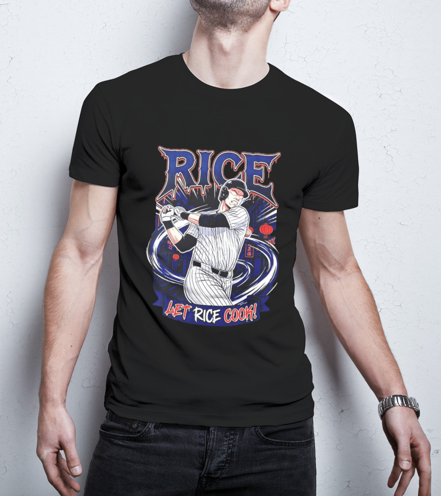 Rice Let Rice Cook New York Yankees Baseball Cartoon T-Shirt