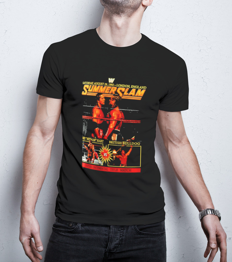 WWF SummerSlam 1992 Bret Hart Vs British Bulldog London England T-Shirt