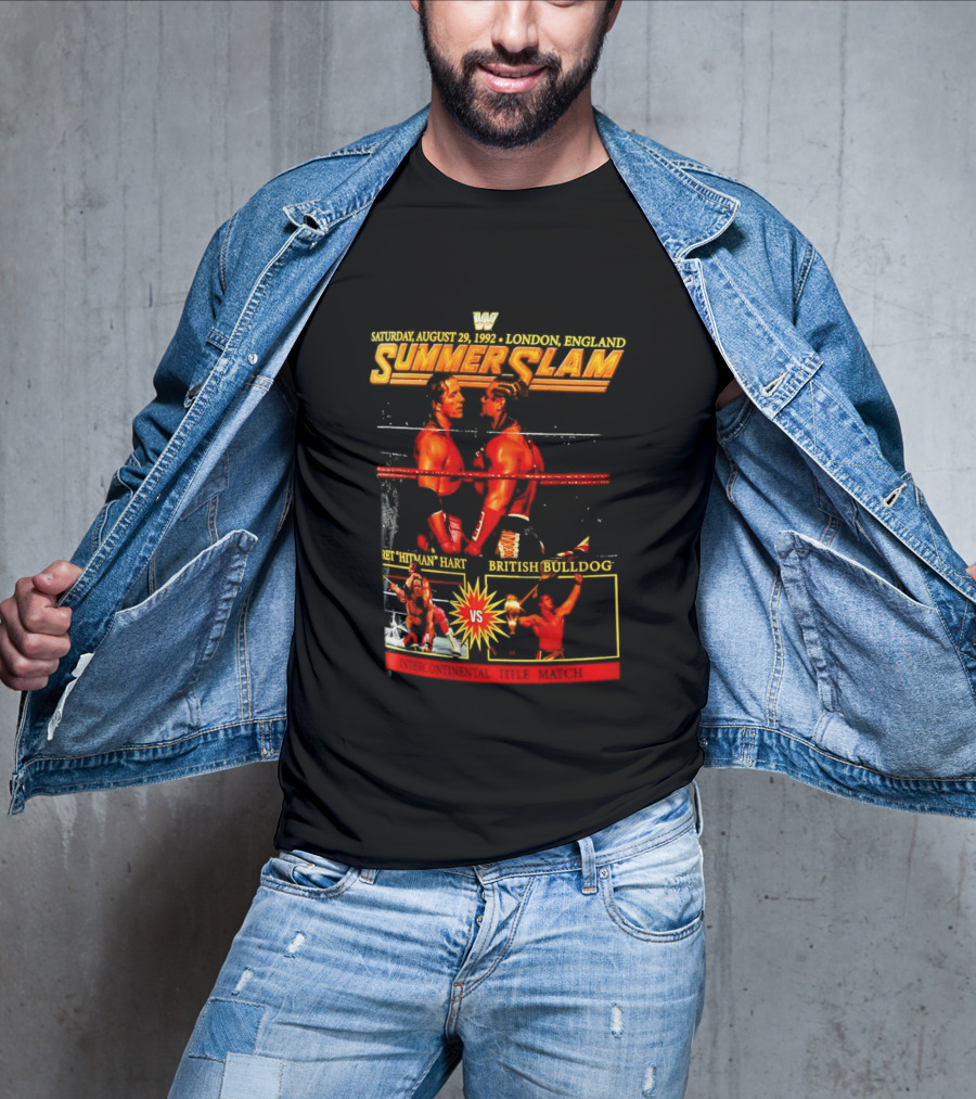 WWF SummerSlam 1992 Bret Hart Vs British Bulldog London England T-Shirt