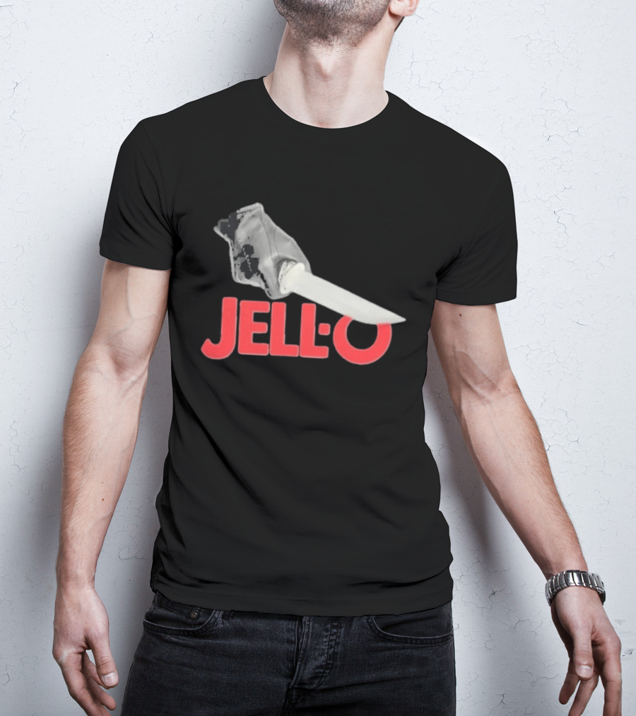 Jello Knife Red Oozing Text And Gloved Dagger T-Shirt