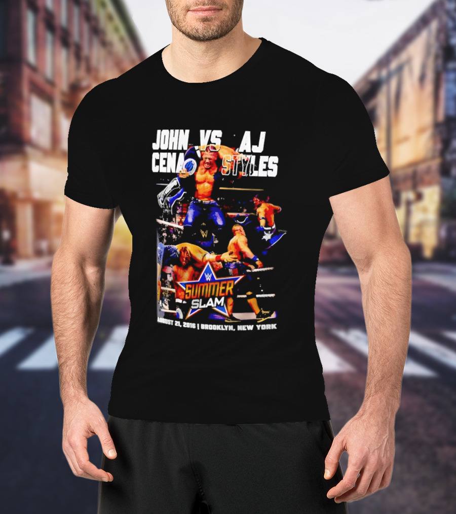 John Cena Vs AJ Styles WWE SummerSlam 2016 Barclays Center August 21 Brooklyn New York T-Shirt