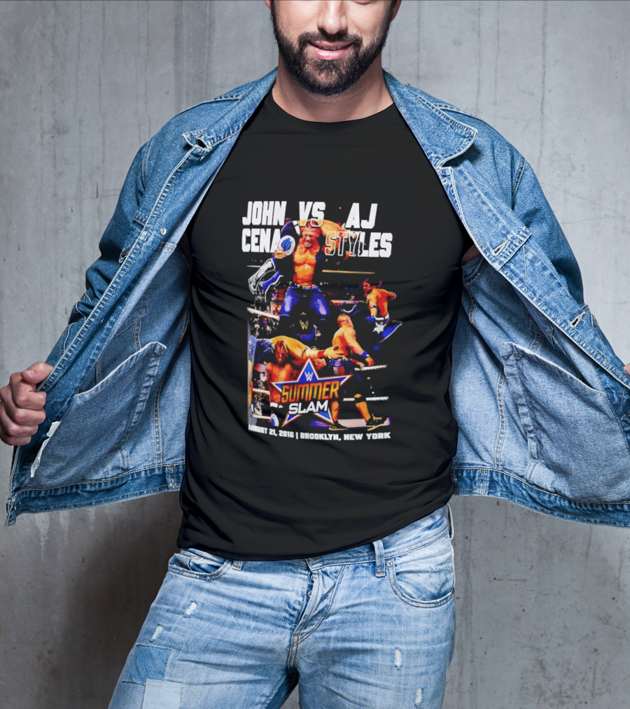 John Cena Vs AJ Styles WWE SummerSlam 2016 Barclays Center August 21 Brooklyn New York T-Shirt