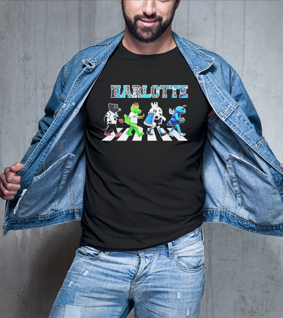 Charlotte Sports Teams Mascots Crossing Abbey Road T-Shirt