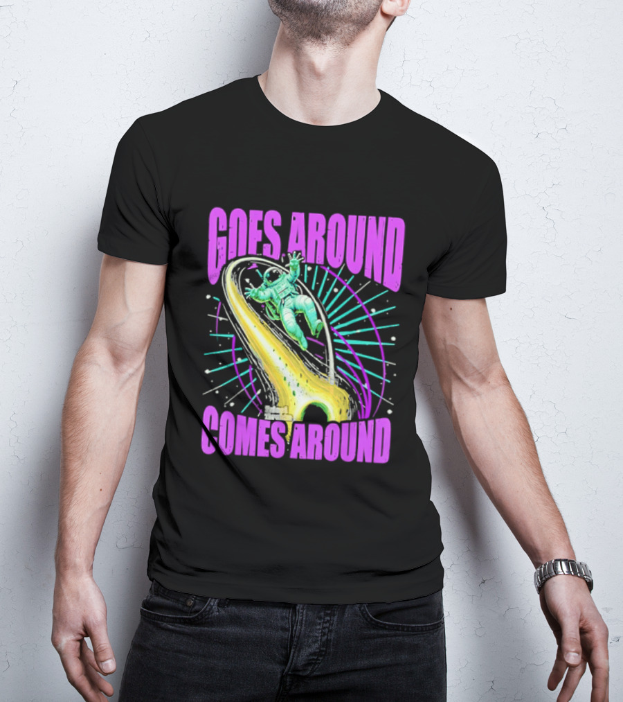 Goes Around Comes Around Astronaut Floating Space Retro Aesthetic T-Shirt