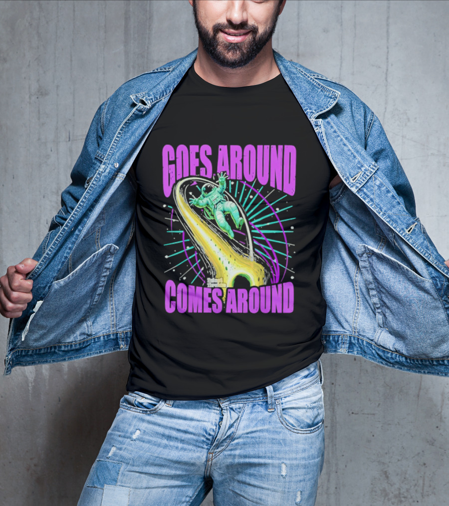 Goes Around Comes Around Astronaut Floating Space Retro Aesthetic T-Shirt