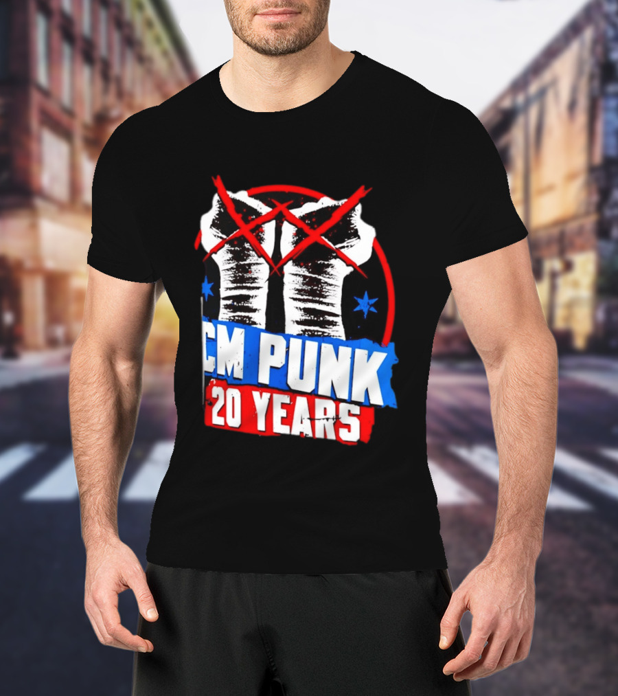 CM Punk 20 Years WWE Fists T-Shirt