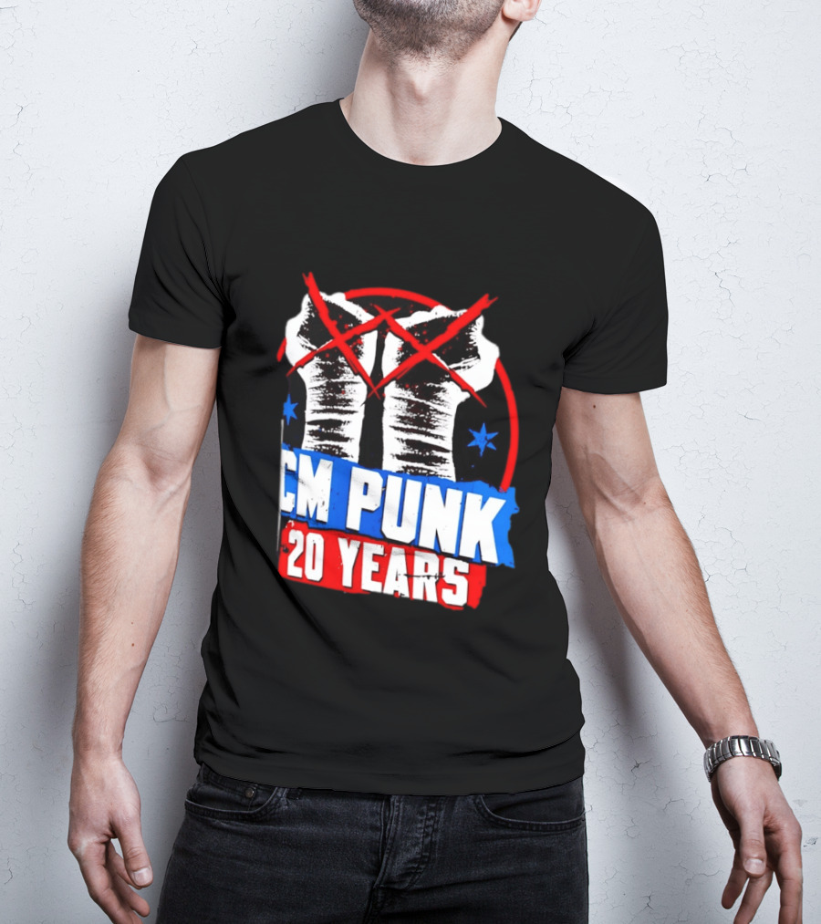 CM Punk 20 Years WWE Fists T-Shirt