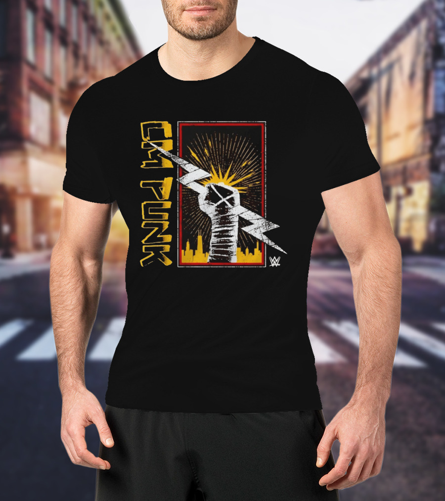 CM Punk WWE Best In The World Lightning Bolt Chicago Skyline Fist T-Shirt