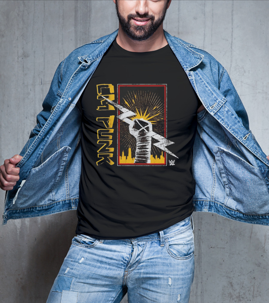 CM Punk WWE Best In The World Lightning Bolt Chicago Skyline Fist T-Shirt