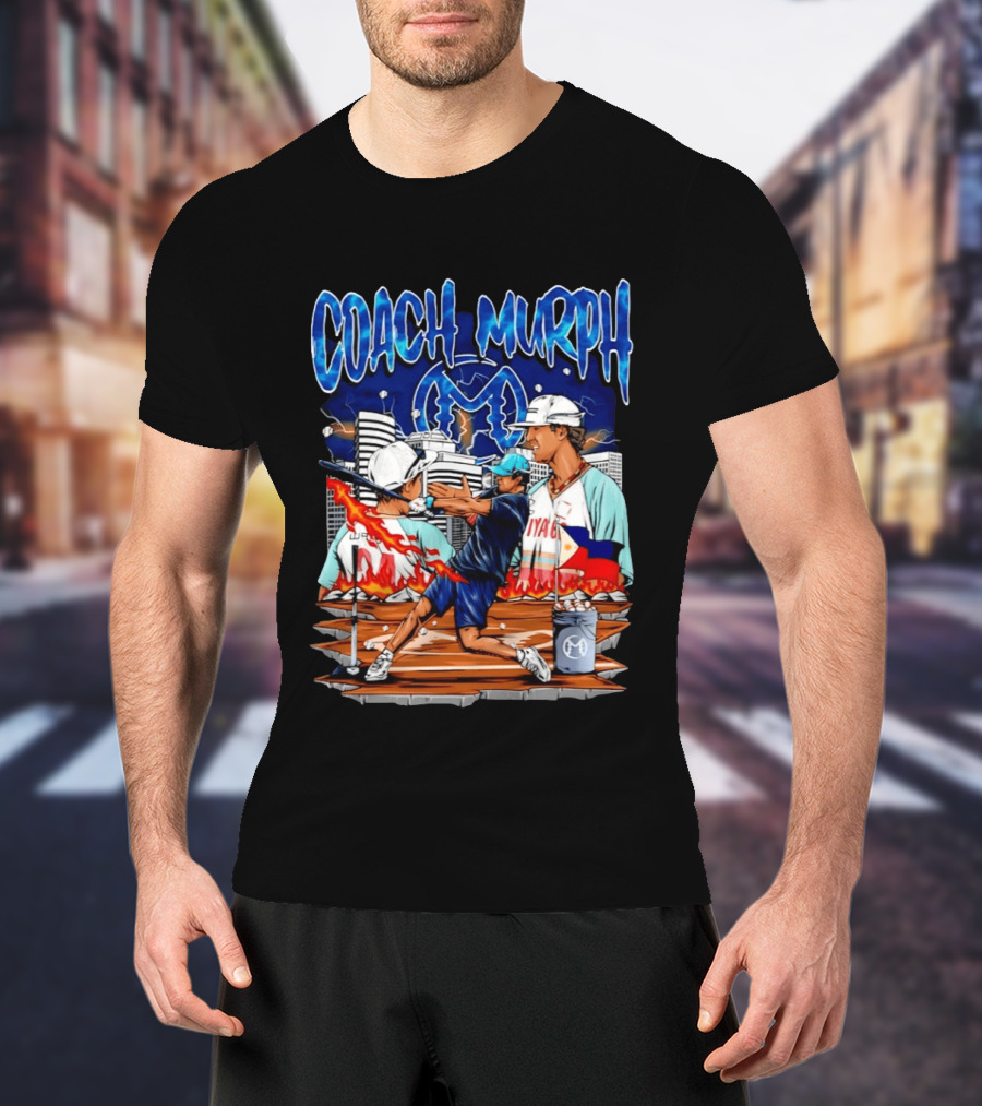 Coach Murph Baseball Training Batting Practice Urban City Flames Philippine Flag T-Shirt