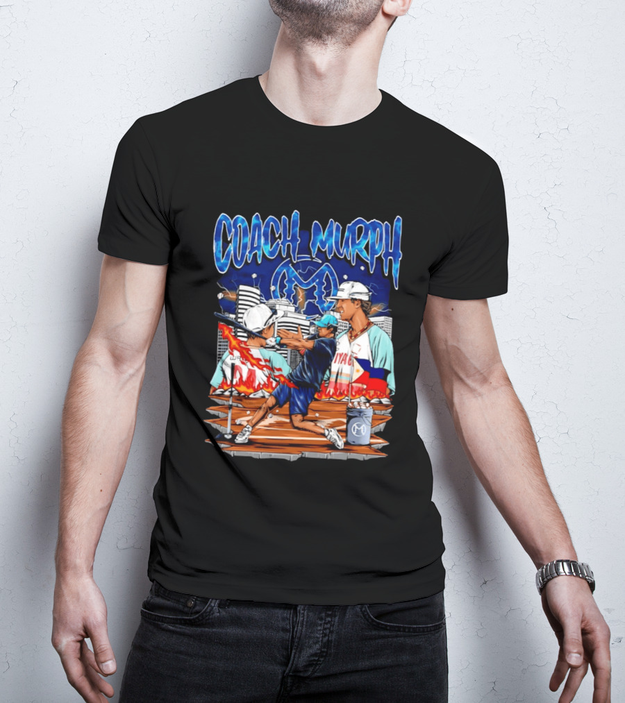 Coach Murph Baseball Training Batting Practice Urban City Flames Philippine Flag T-Shirt
