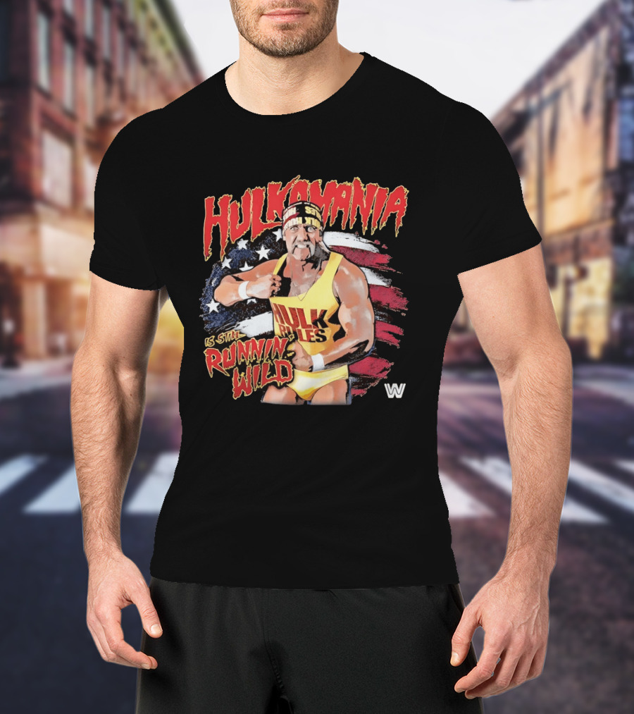 Hulk Hogan Hulkamania Runnin Wild American Flag WWE T-Shirt