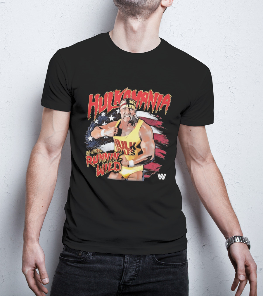 Hulk Hogan Hulkamania Runnin Wild American Flag WWE T-Shirt